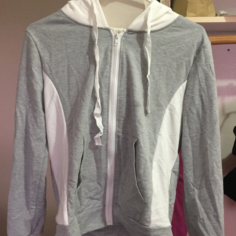 Grey and White Hoodie